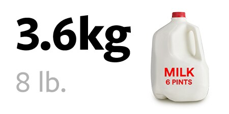 Butelka mleka o wadze 3,6 kg
