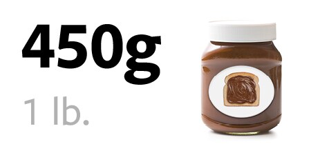 450-gramowy słoik kremu czekoladowego
